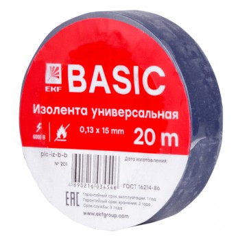 Изолента класс В 0,13х15мм 20 метров синяя EKF Basic в Уссурийске