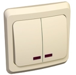 Выключатель двухклавишный ЭТЮД SE с подсветкой крем в Уссурийске