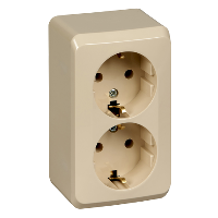 Розетка двойная ЭТЮД SE накладнаяс заземлением крем в Уссурийске