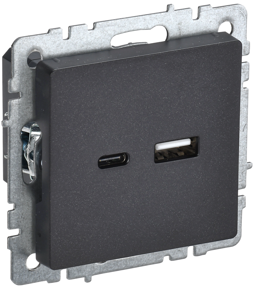 Розетка USB A+C 18Вт BRITE IEK черная в Уссурийске