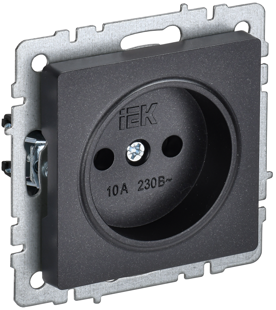 Розетка одинарная 10А BRITE IEK черная в Уссурийске