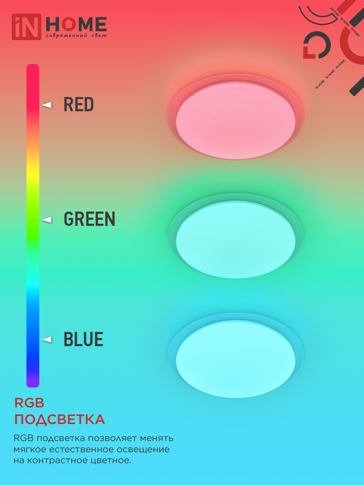Светильник светодиодный COMFORT GALAXY-RGB 125Вт 230В 3000-6500K 10000Лм 565x80мм с пультом ДУ IN HOME в Уссурийске
