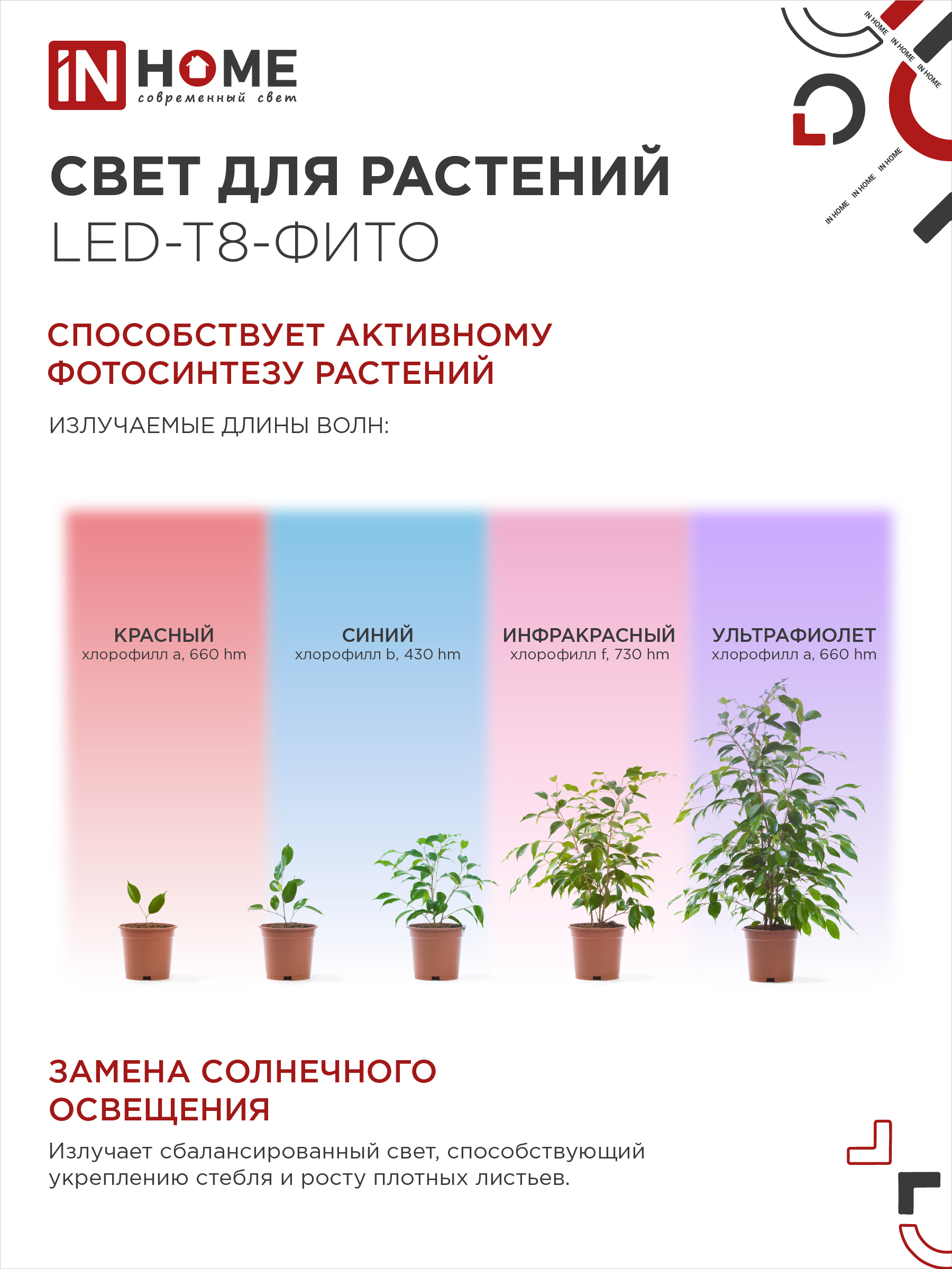 Лампа светодиодная LED-T8-ФИТО 20Вт 230В G13 1200мм IN HOME в Уссурийске