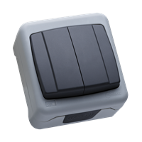 Выключатель двухклавишный накладной Makel IP55 серый в Уссурийске