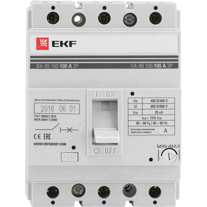 Автоматический выключатель EKF PROxima ВА99-160 3Р 63А 35кА в Уссурийске