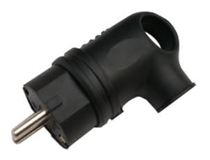 Вилка угловая с заземлением каучук 16А IP44 черная 9220 IN HOME в Уссурийске