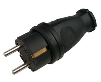 Вилка прямая с заземлением каучук 16А IP44 черная 9210 IN HOME в Уссурийске