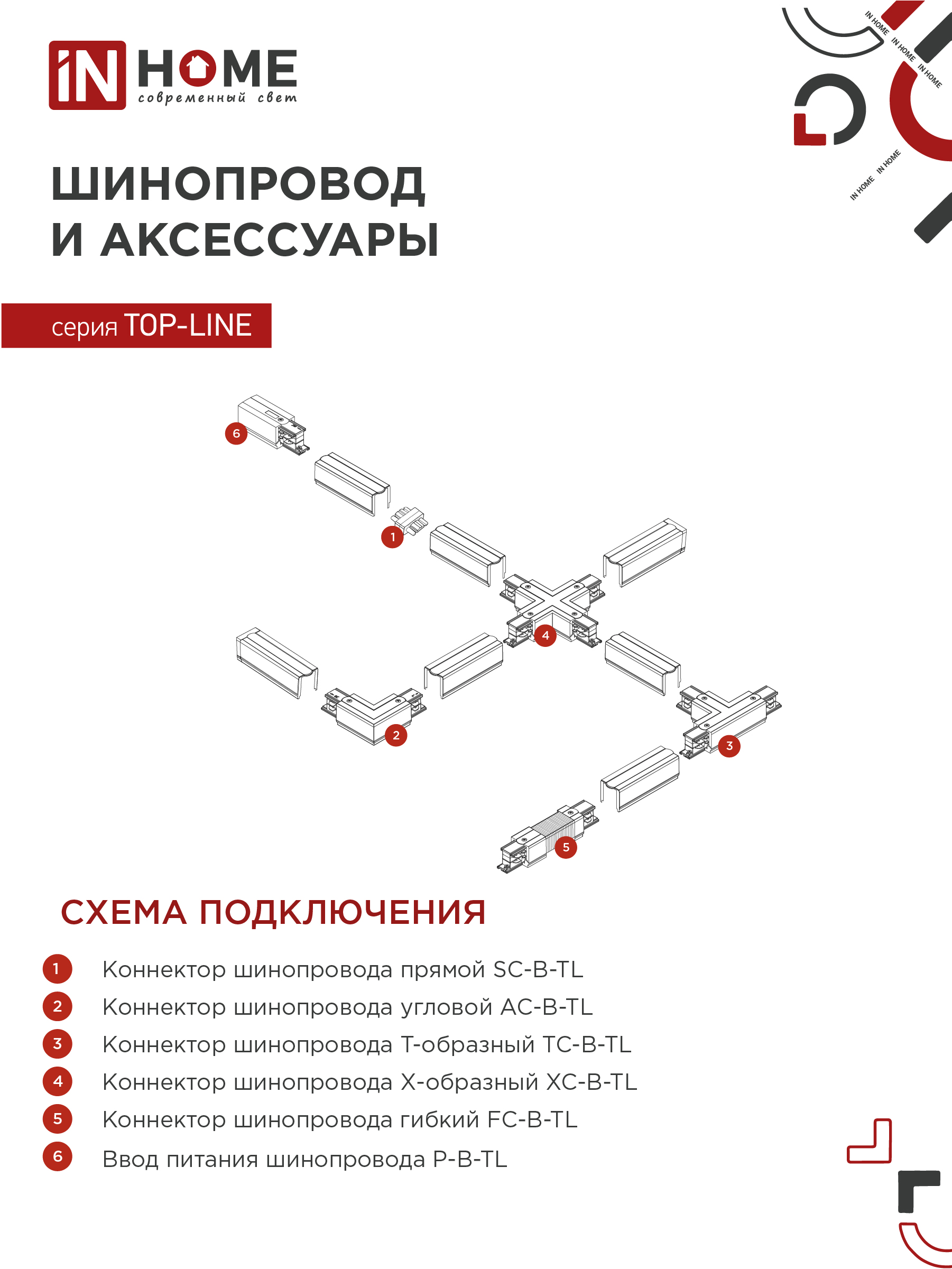 Светильник трековый подвесной TP-GX53-TL 82RW под лампу GX53 с подсветкой 80мм, шнур 1м, белый IN HOME в Уссурийске