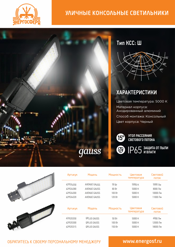 Консольные светильники Gauss