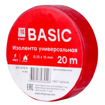 Изолента класс В 0,13х15мм 20 метров красная EKF Basic в Уссурийске