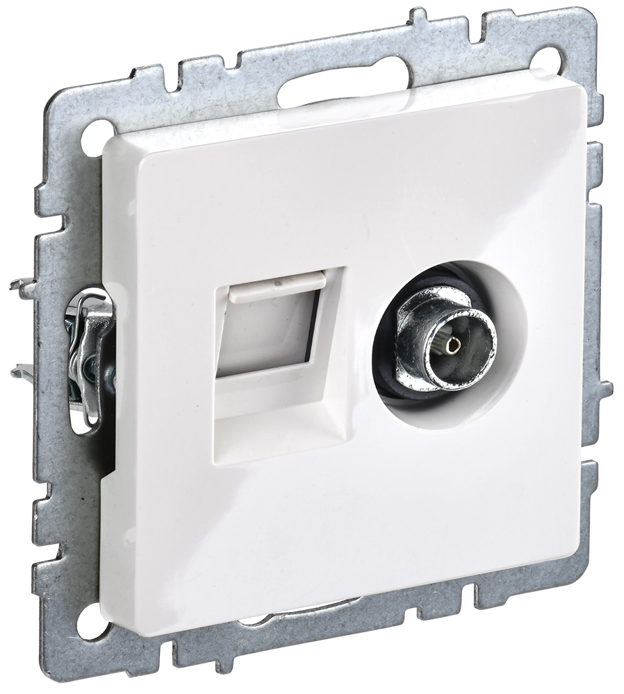 Розетка двойная телевизионная+RJ45 кат.5E BRITE IEK белая в Уссурийске