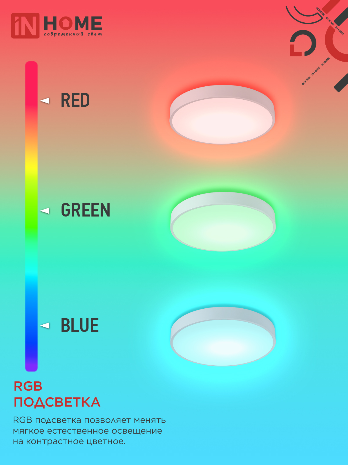 Светильник светодиодный SCANDY SIMPLE-125RGB-RCW 125Вт 230В 3000-6500K 10000Лм 400x50мм пульт ДУ белый IN HOME в Уссурийске