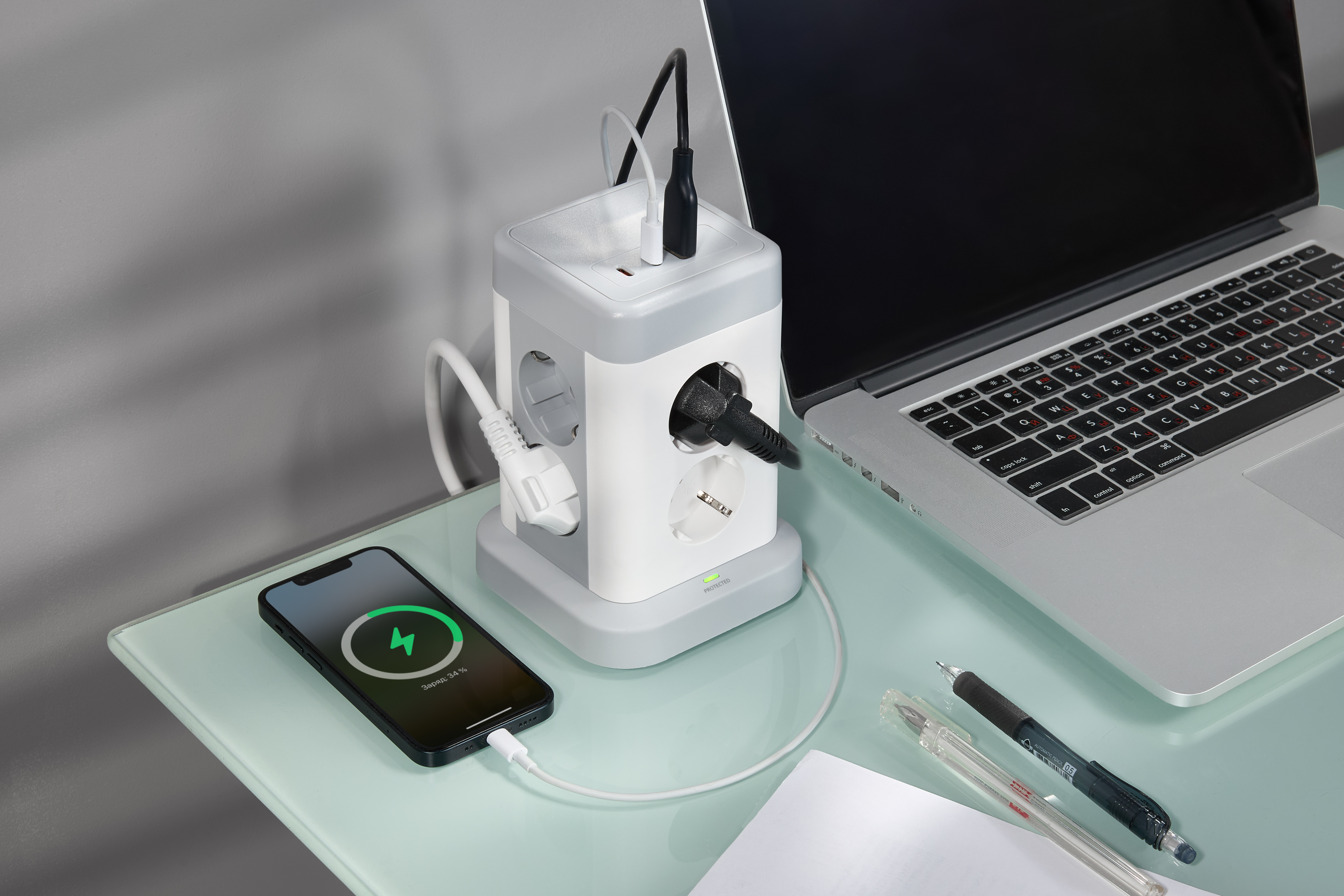 Удлинитель DOMINIC У08K 1,5м 3х1мм2 USB A+C 20Вт серый IEK в Уссурийске