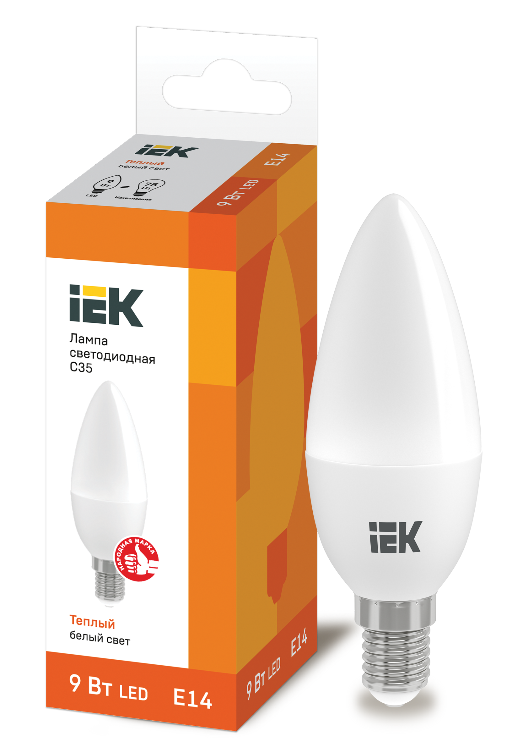 Лампа LED C35 свеча 9Вт 230В 3000К E14 IEK в Уссурийске