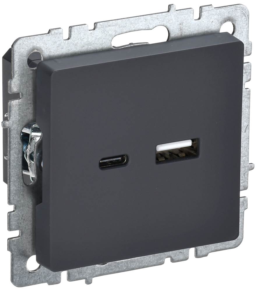 Розетка USB A+C 18Вт BRITE IEK графит в Уссурийске