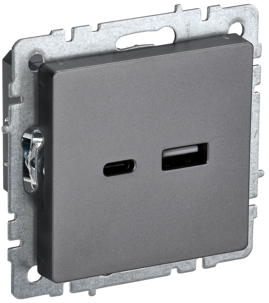 Розетка USB A+C 18Вт BRITE IEK сталь в Уссурийске