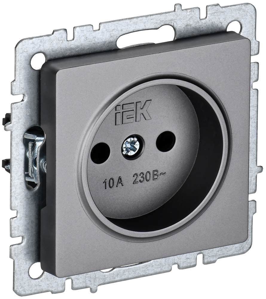 Розетка одинарная 10А BRITE IEK сталь в Уссурийске