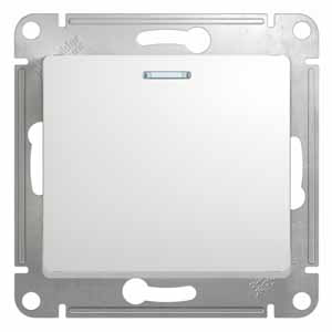 Выключатель одноклавишный Glossa SE с подсветкой белый в Уссурийске