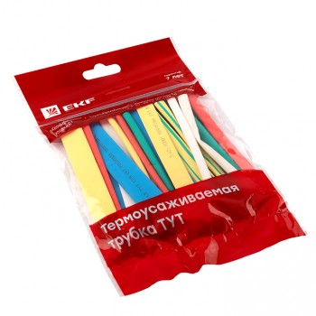 Термоусаживаемая трубка ТУТ нг 6/3 набор 7 цветов по 3 шт 100мм EKF PROxima в Уссурийске
