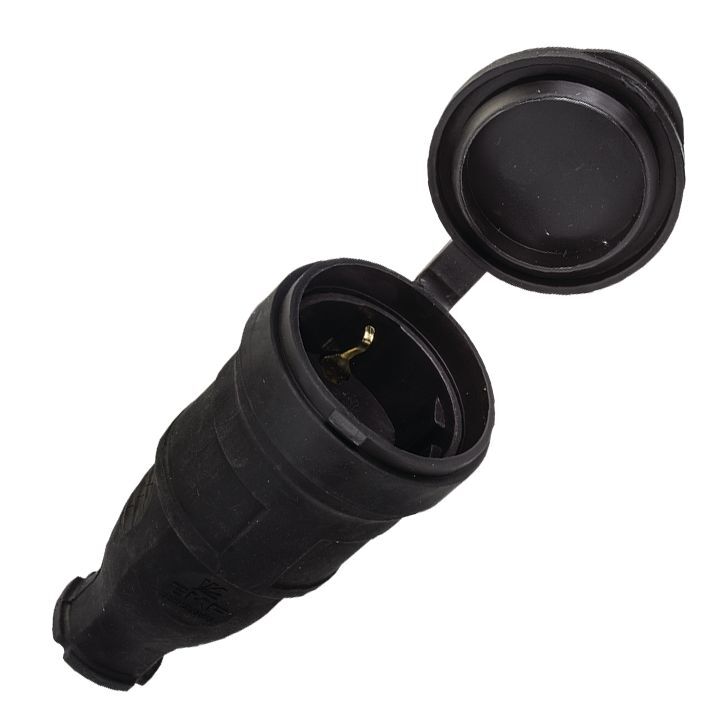 Розетка переносная EKF 2Р+Е 16А 220В прямая каучуковая в Уссурийске