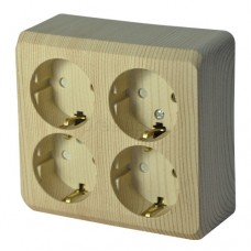 Розетка четырехместная ЭТЮД SE накладная со шторками с заземлением сосна в Уссурийске