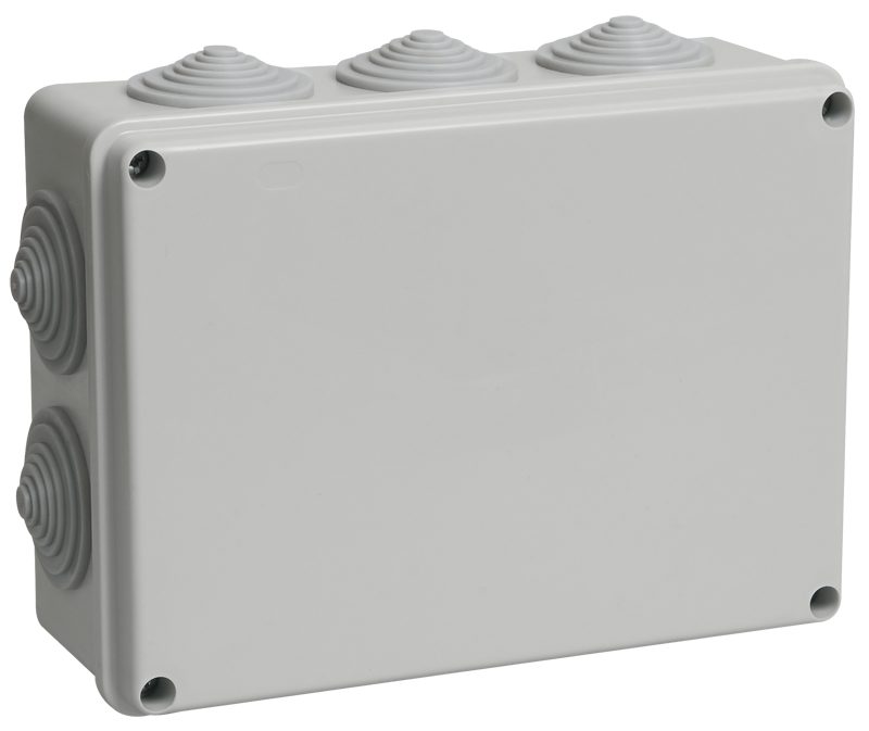Коробка КМ41244 распаячная для открытой проводки 190х140х70 мм IP55 (RAL7035, 10 гермовводов) в Уссурийске