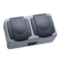 Розетка двойная с заземлением с крышкой накладная Makel IP55 серая в Уссурийске