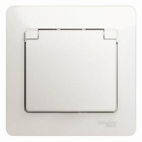 Розетка одинарная Glossa SE со шторками с крышкой с заземлением перламутр в сборе в Уссурийске