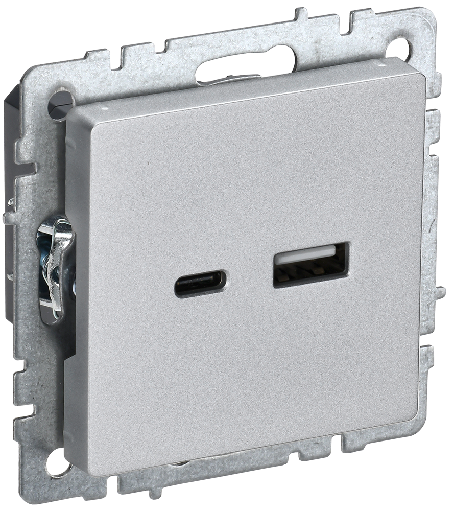 Розетка USB A+C 18Вт BRITE IEK алюминий в Уссурийске