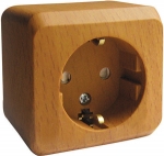 Розетка одинарная ЭТЮД SE накладная со шторками с заземлением бук в Уссурийске