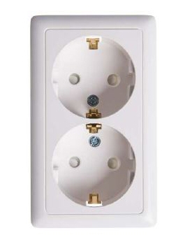 Розетка двойная ХИТ SE накладная с заземлением со шторками белая в Уссурийске