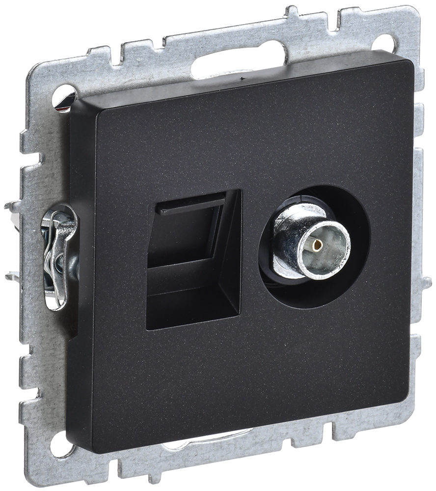 Розетка двойная телевизионная+RJ45 кат.5E BRITE IEK черная в Уссурийске