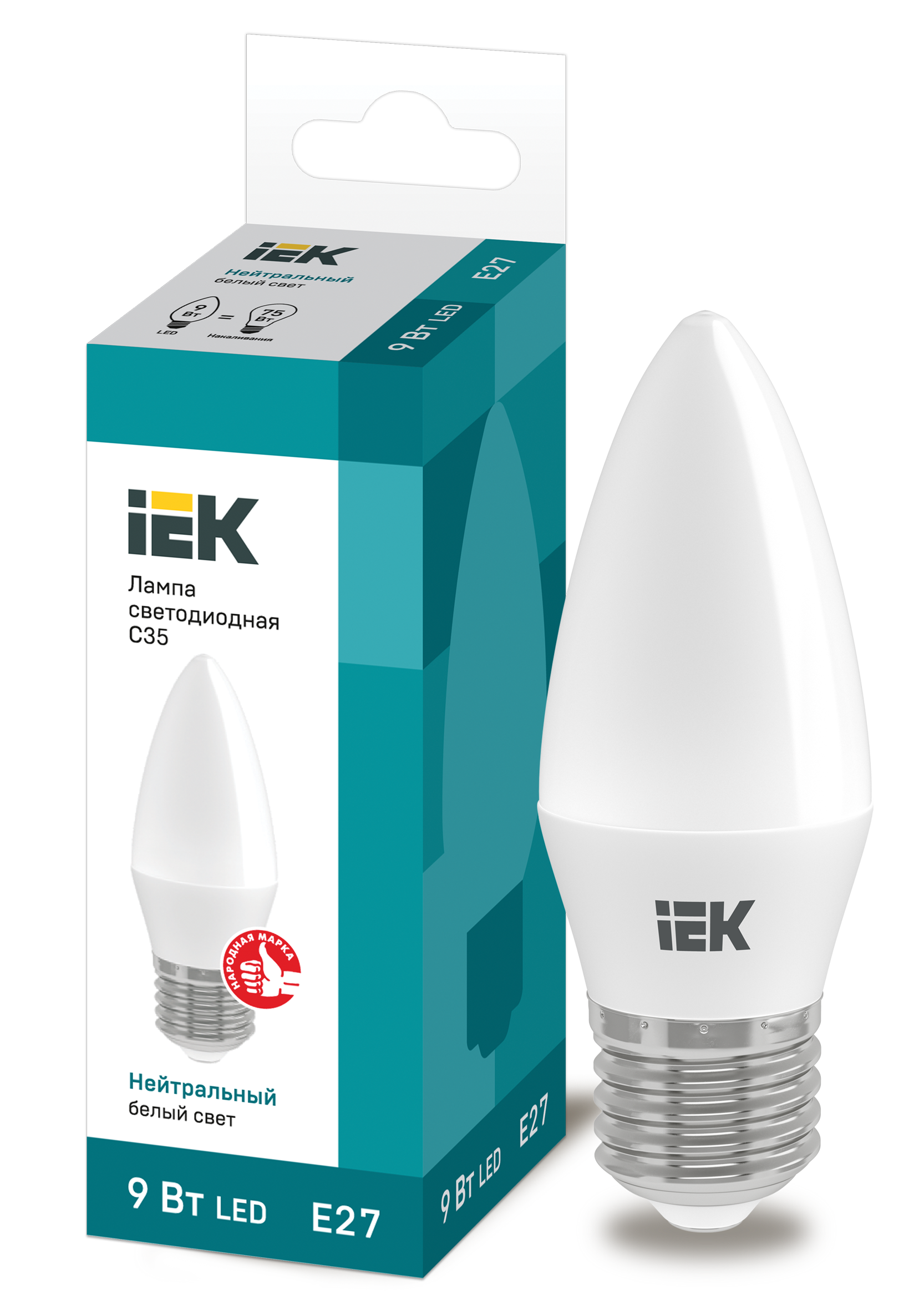 Лампа LED C35 свеча 9Вт 230В 4000К E27 IEK в Уссурийске