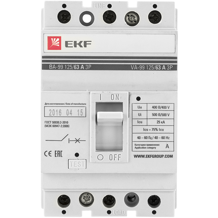 Автоматический выключатель EKF PROxima ВА99-125 3Р 40А 25кА в Уссурийске