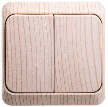 Выключатель двухклавишный ЭТЮД SE накладной с подсветкой сосна в Уссурийске