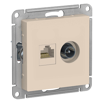 Розетка двойная ТВ+компьютерная AtlasDesign SE бежевая в Уссурийске