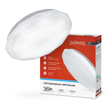 Светильник светодиодный серии DECO ДАЙМОНД 36Вт 230В 6500К 3240Лм 380х55мм IN HOME в Уссурийске