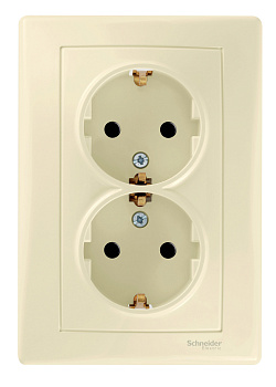 Розетка двойная SEDNA Schneider Electric со шторками с заземлением крем в Уссурийске