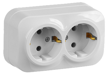 Розетка 2ая с з/к НАКЛАДНАЯ 16А GLORY белая РС22-3-ХБ IEK в Уссурийске