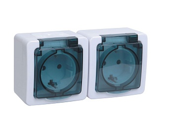 Розетка двойная ГЕРМЕС PLUS IEK с заземлением накладная IP54 дымчатая крышка в Уссурийске