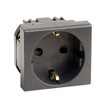 Розетка силовая 2Р+Е, со шторками, «Viva», 2 мод., цвет черный DKC в Уссурийске