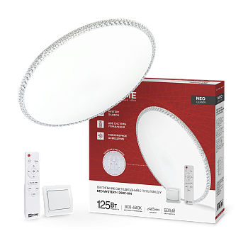 Светильник светодиодный NEO MYSTERY-125RC-WH 125Вт 230В 3000-6500K 10000Лм 460x67мм с пультом ДУ белый IN HOME в Уссурийске