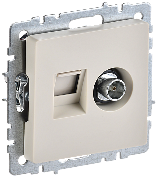 Розетка двойная телевизионная+RJ45 кат.5E BRITE IEK бежевая в Уссурийске