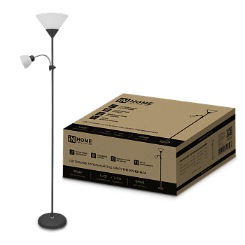 Светильник напольный под лампу ТНО 02-Е27+Е14Ч 230В белый плафон, черный корпус IN HOME в Уссурийске