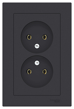 Розетка двойная AtlasDesign SE карбон в сборе в Уссурийске