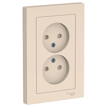 Розетка двойная AtlasDesign SE со шторками бежевая в сборе в Уссурийске