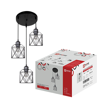 Светильник подвесной под лампу LOFT ATIKO-PN-3E27R-BL 3хЕ27 подвес 1м круглая база черный IN HOME в Уссурийске