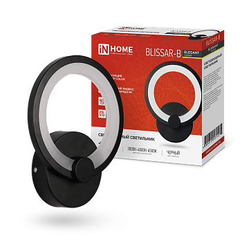 Светильник светодиодный ELEGANT BLISSAR-B 15Вт 230В 3000-6500K 1050Лм STEP COLOR черный IN HOME в Уссурийске
