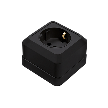 Розетка одинарная с заземлением BOLLETO черная накладная 7028B IN HOME в Уссурийске