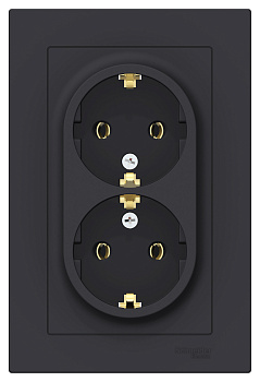 Розетка двойная AtlasDesign SE с заземлением карбон в сборе в Уссурийске